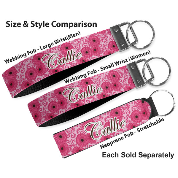 Gerbera Daisy Multiple Key Ring comparison sizes