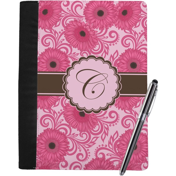 Custom Gerbera Daisy Notebook Padfolio - Large w/ Initial