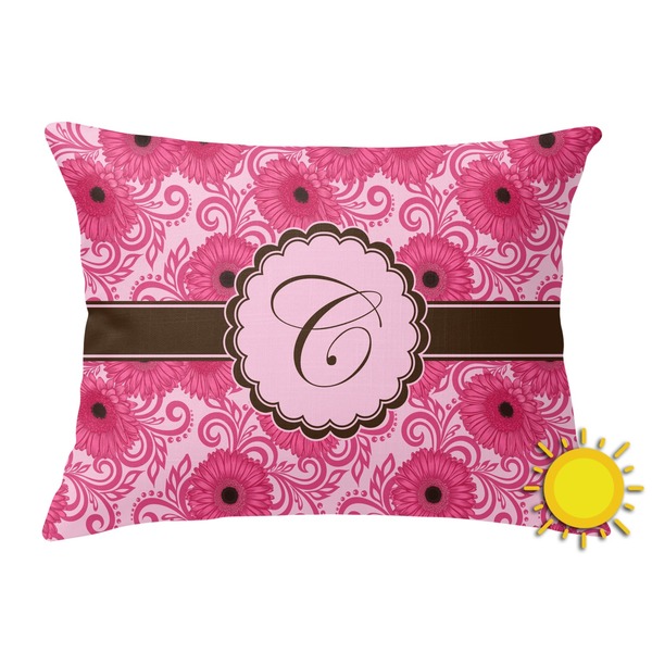 Custom Gerbera Daisy Outdoor Throw Pillow (Rectangular) (Personalized)