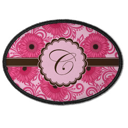 Gerbera Daisy Iron On Oval Patch w/ Initial
