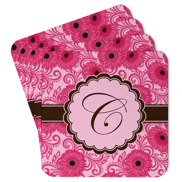 Custom Gerbera Daisy Paper Coasters w/ Initial