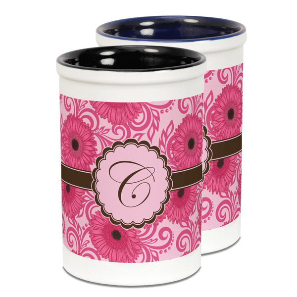 Custom Gerbera Daisy Ceramic Pencil Holder - Large