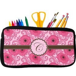 Gerbera Daisy Neoprene Pencil Case - Small w/ Initial