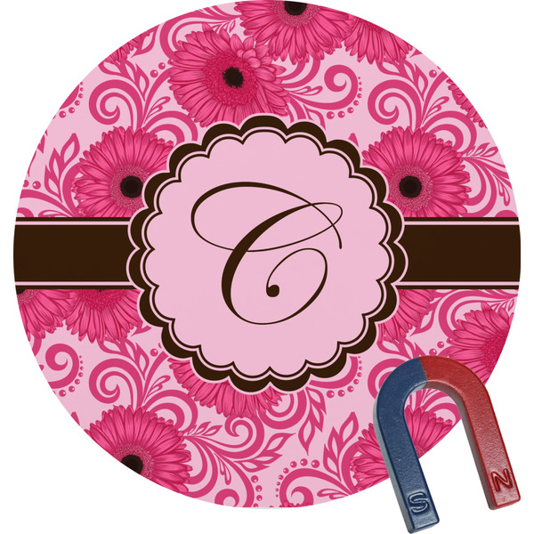 Custom Gerbera Daisy Round Fridge Magnet (Personalized)