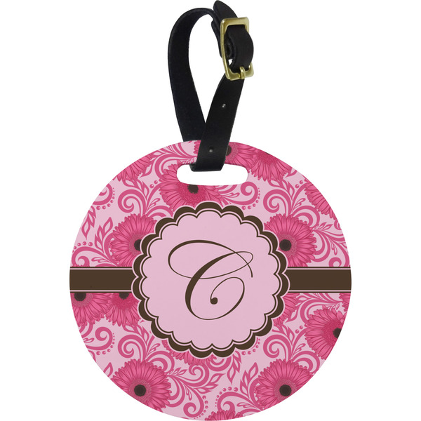 Custom Gerbera Daisy Plastic Luggage Tag - Round (Personalized)