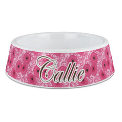 Gerbera Daisy Plastic Dog Bowl - Large (Personalized)