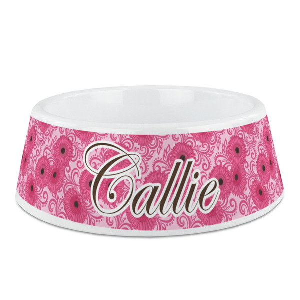 Custom Gerbera Daisy Plastic Dog Bowl - Medium (Personalized)