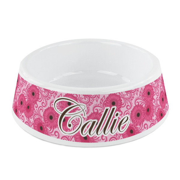 Custom Gerbera Daisy Plastic Dog Bowl - Small (Personalized)