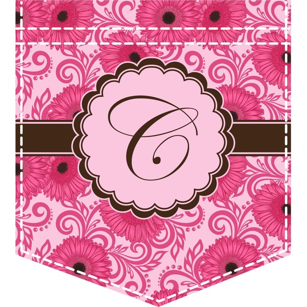 Custom Gerbera Daisy Iron On Faux Pocket (Personalized)