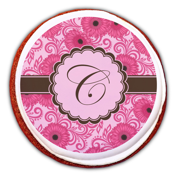 Gerbera Daisy Printed Icing Circle - Large - On Cookie
