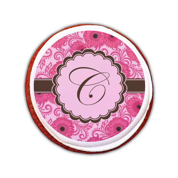 Gerbera Daisy Printed Icing Circle - Small - On Cookie