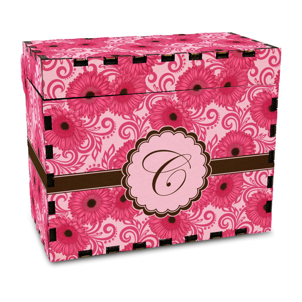 Custom Gerbera Daisy Wood Recipe Box - Full Color Print (Personalized)