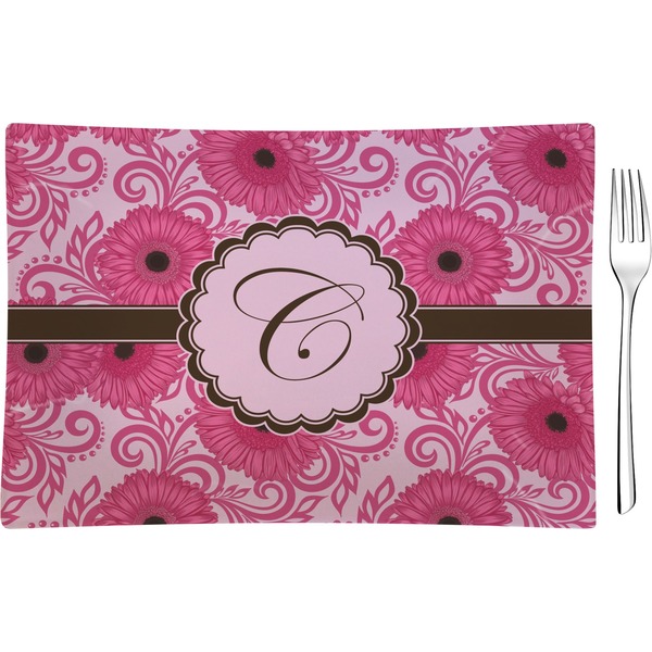 Custom Gerbera Daisy Glass Rectangular Appetizer / Dessert Plate (Personalized)