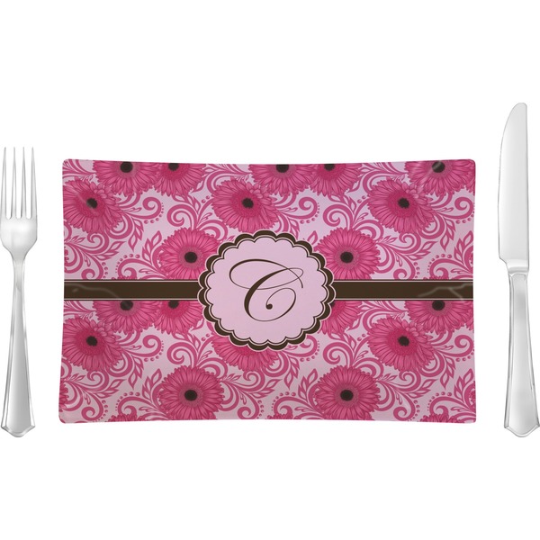 Custom Gerbera Daisy Rectangular Glass Lunch / Dinner Plate - Single or Set (Personalized)