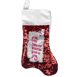 Gerbera Daisy Reversible Sequin Stocking - Red (Personalized)