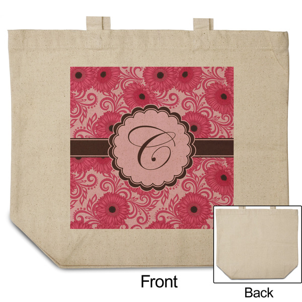Gerbera Daisy Reusable Cotton Grocery Bag - Front & Back View