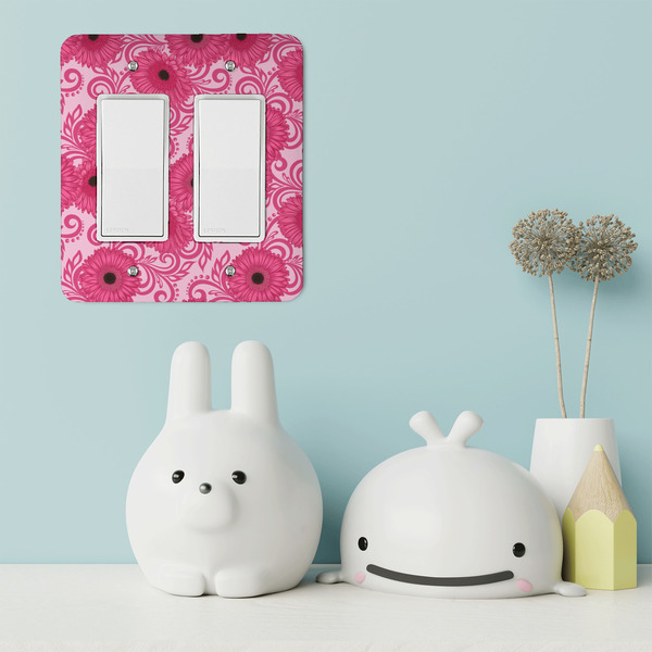 Gerbera Daisy Rocker Light Switch Covers - Double - IN CONTEXT