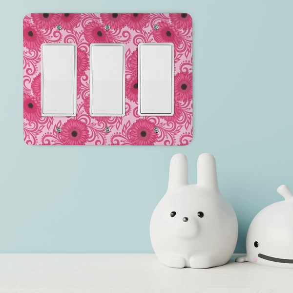Gerbera Daisy Rocker Light Switch Covers - Triple - IN CONTEXT
