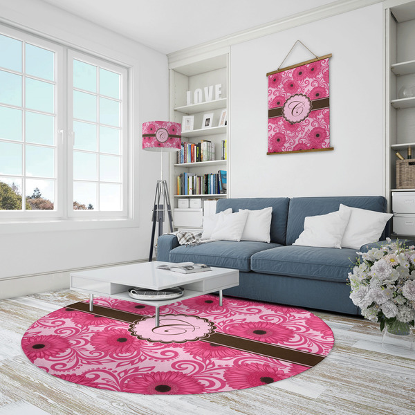 Gerbera Daisy Round Area Rug - IN CONTEXT