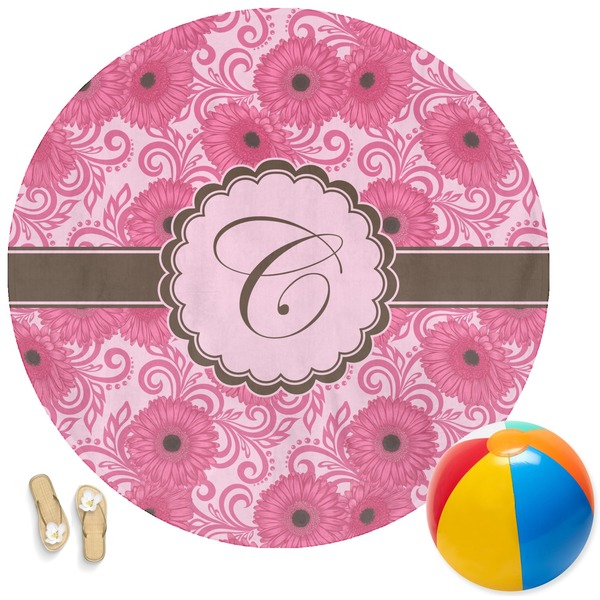 Custom Gerbera Daisy Round Beach Towel (Personalized)