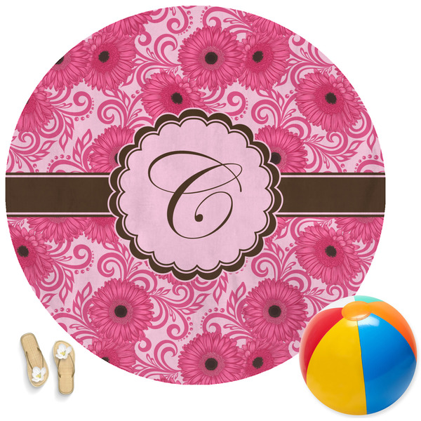 Custom Gerbera Daisy Round Beach Towel (Personalized)