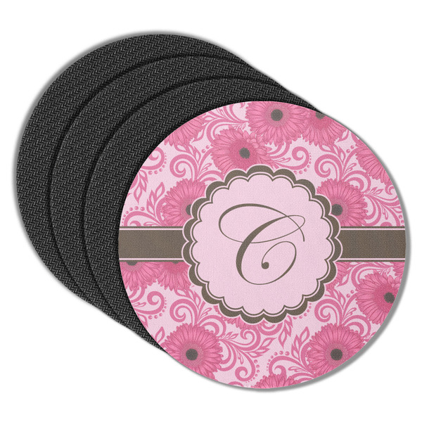 Custom Gerbera Daisy Round Rubber Backed Coasters - Set of 4 (Personalized)