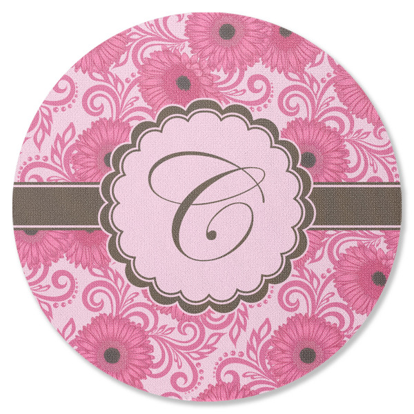Custom Gerbera Daisy Round Rubber Backed Coaster (Personalized)