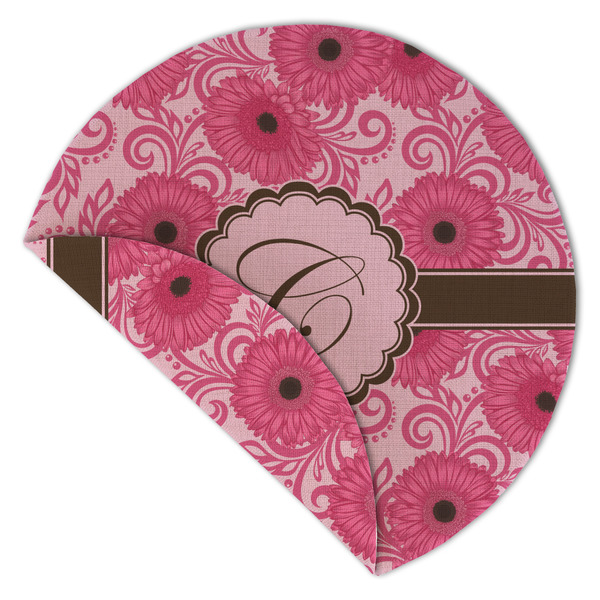 Gerbera Daisy Round Linen Placemats - Front (folded corner double sided)