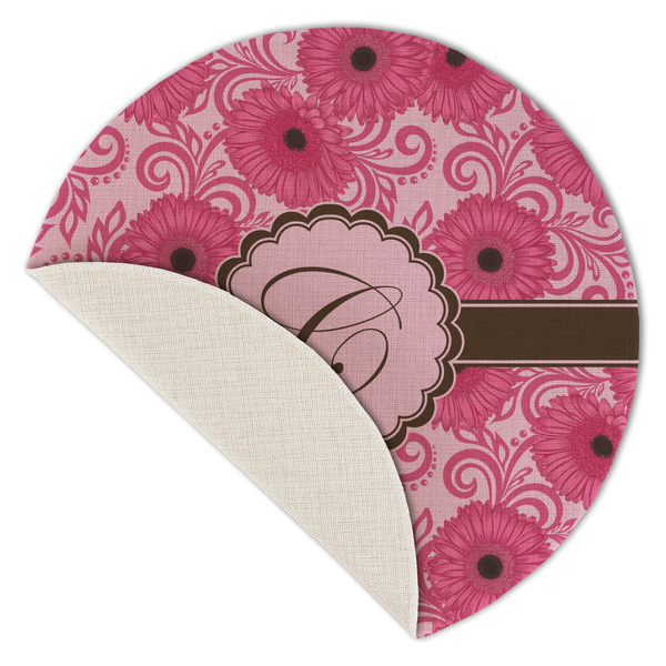 Gerbera Daisy Round Linen Placemats - Front (folded corner single sided)