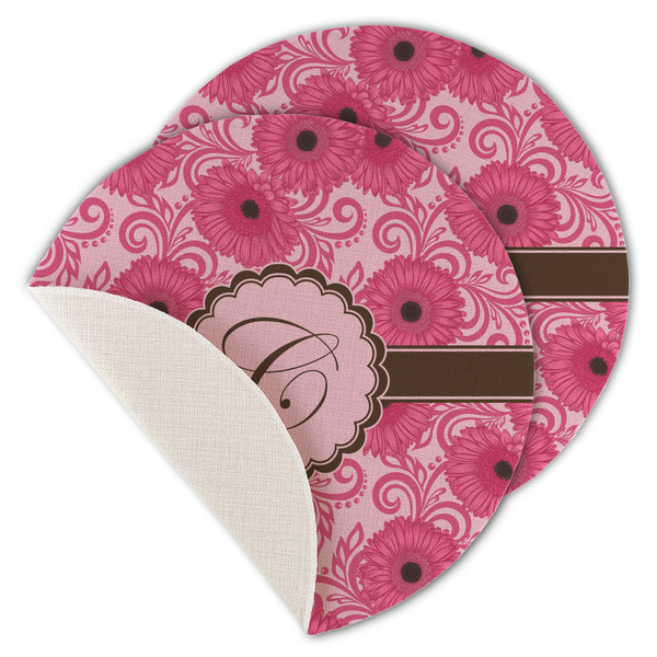 Custom Gerbera Daisy Round Linen Placemat - Single Sided - Set of 4 (Personalized)