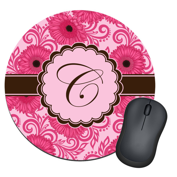 Custom Gerbera Daisy Round Mouse Pad (Personalized)
