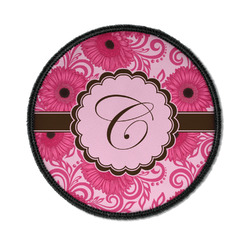 Gerbera Daisy Iron On Round Patch w/ Initial