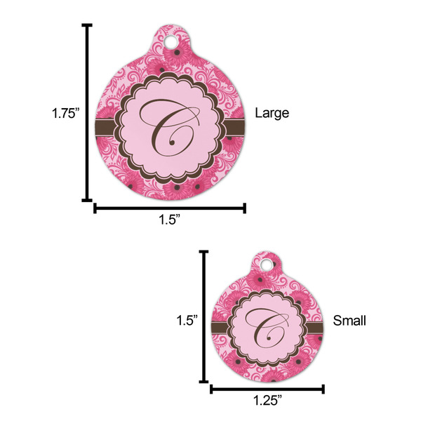 Gerbera Daisy Round Pet ID Tag - Large - Comparison Scale