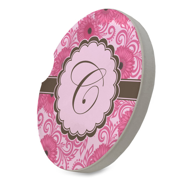 Gerbera Daisy Sandstone Car Coaster - STANDING ANGLE