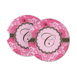 Gerbera Daisy Sandstone Car Coasters - Set of 2 (Personalized)