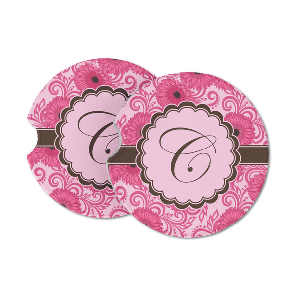 Custom Gerbera Daisy Sandstone Car Coasters - Set of 2 (Personalized)