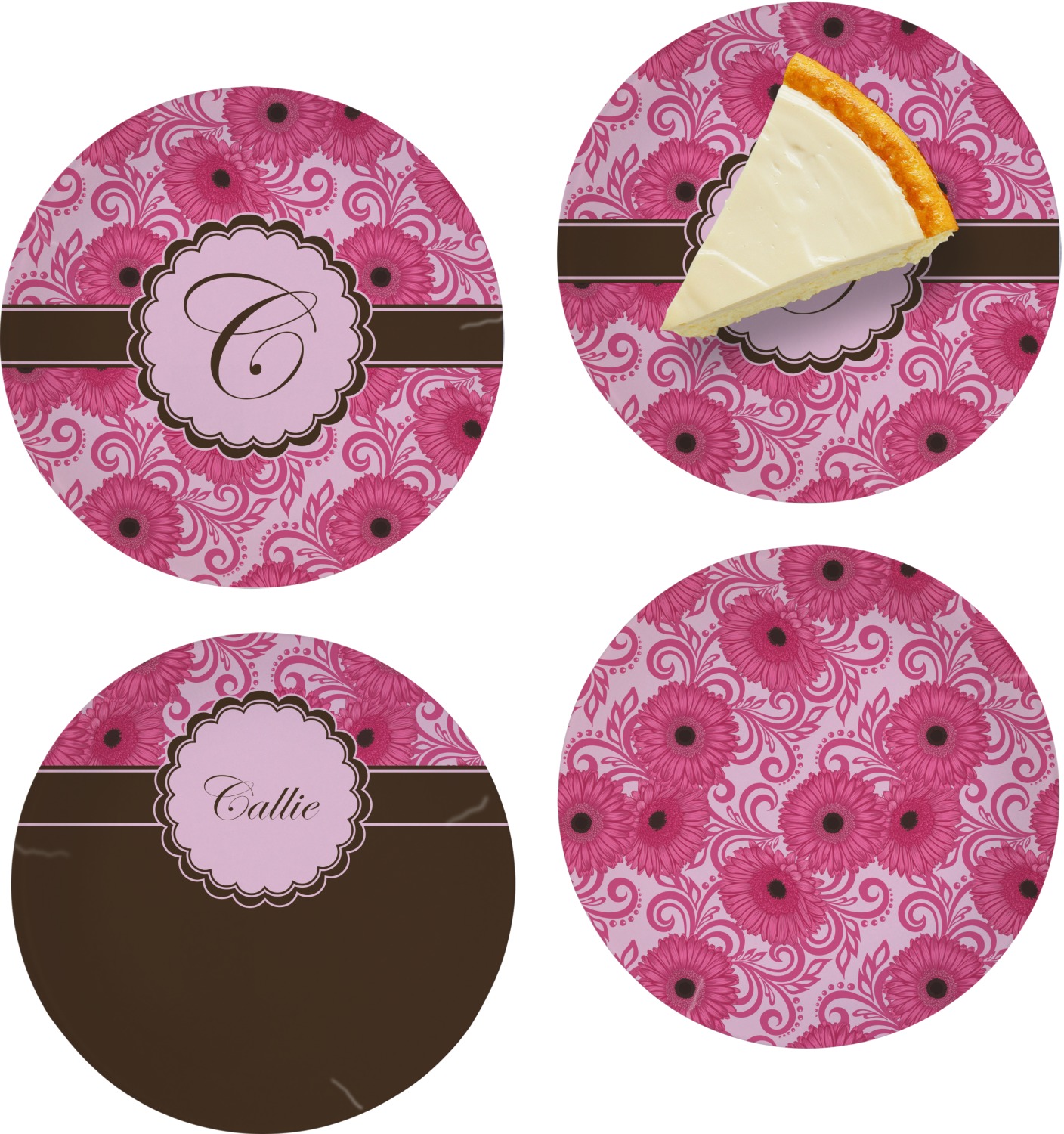 Custom Gerbera Daisy 8" Glass Appetizer / Dessert Plates Single or