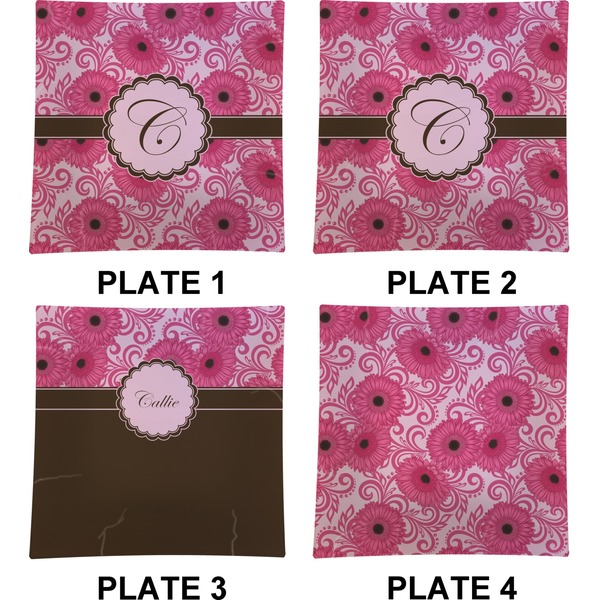 Gerbera Daisy Set of Square Dinner Plates (Approval)