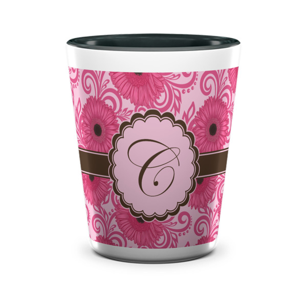 Custom Gerbera Daisy Ceramic Shot Glass - 1.5 oz - Two Tone - Set of 4 (Personalized)