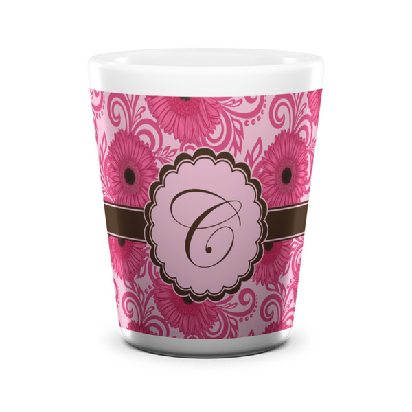 Custom Gerbera Daisy Ceramic Shot Glass - 1.5 oz - White - Set of 4 (Personalized)