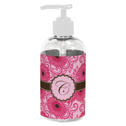 Gerbera Daisy Plastic Soap / Lotion Dispenser (8 oz - Small - White) (Personalized)