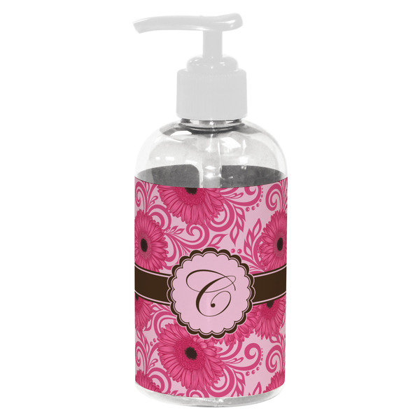 Custom Gerbera Daisy Plastic Soap / Lotion Dispenser (8 oz - Small - White) (Personalized)