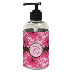 Gerbera Daisy Plastic Soap / Lotion Dispenser (8 oz - Small - Black) (Personalized)
