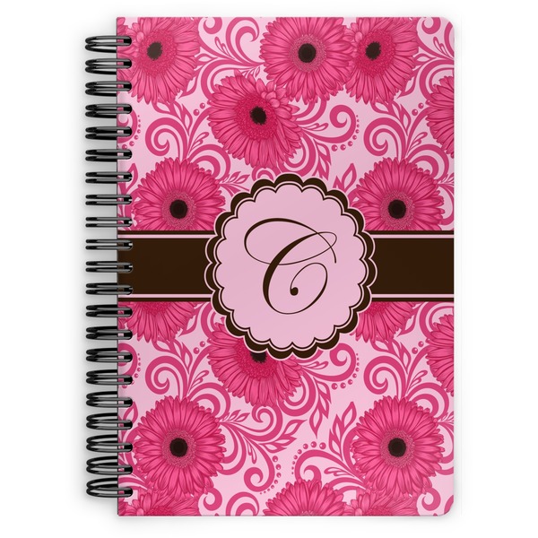 Custom Gerbera Daisy Spiral Notebook - 7x10 w/ Initial