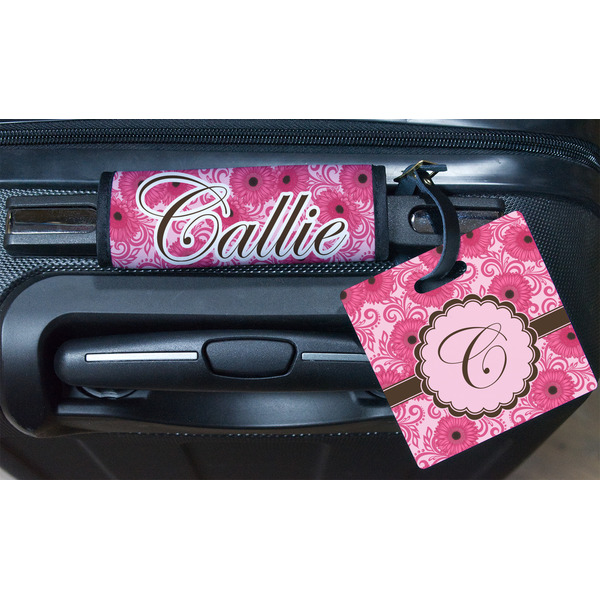 Gerbera Daisy Square Luggage Tag & Handle Wrap - In Context