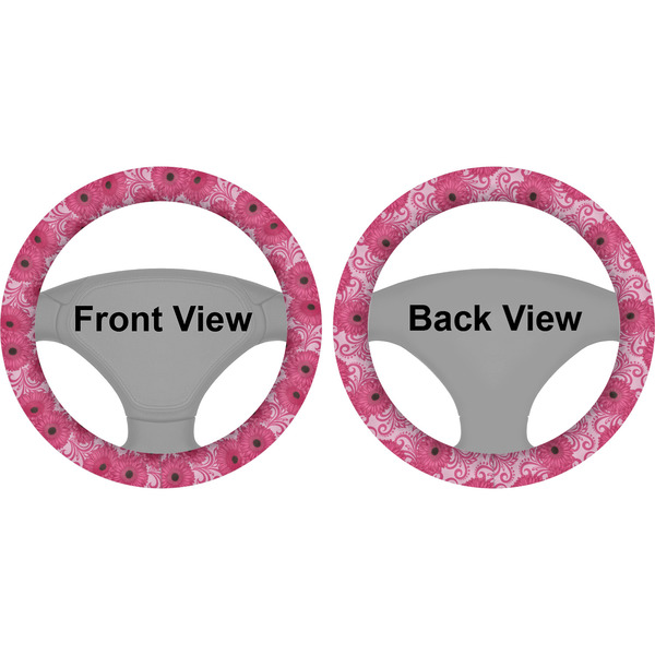 Gerbera Daisy Steering Wheel Cover- Front and Back
