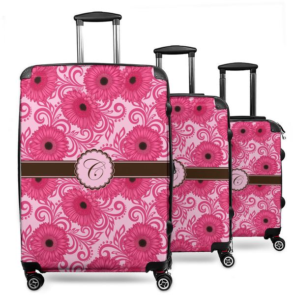 Custom Gerbera Daisy 3 Piece Luggage Set - 20" Carry On, 24" Medium Checked, 28" Large Checked (Personalized)