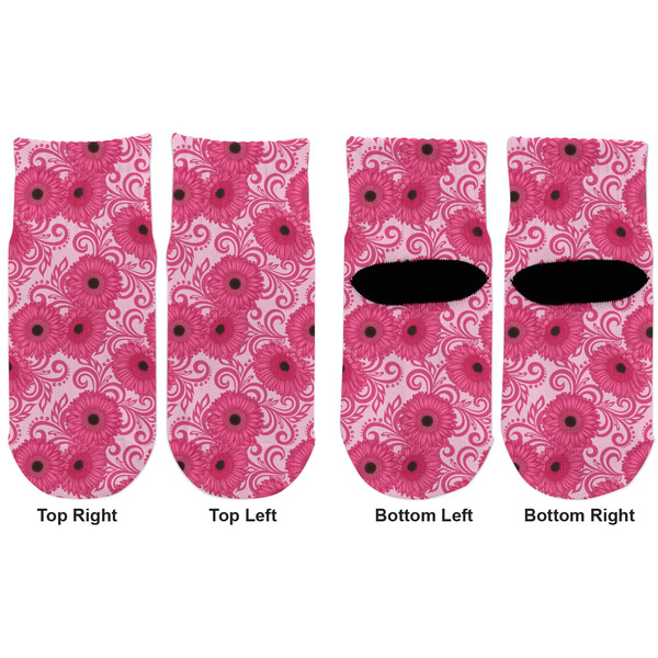 Gerbera Daisy Toddler Ankle Socks - Double Pair - Front and Back - Apvl