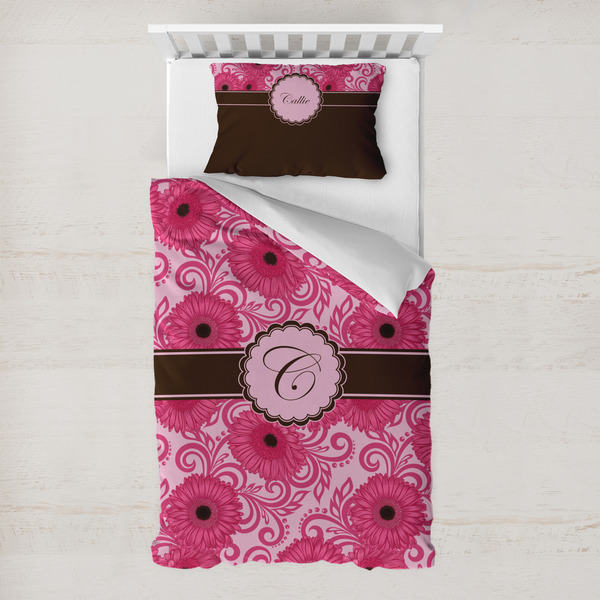 Custom Gerbera Daisy Toddler Bedding w/ Initial