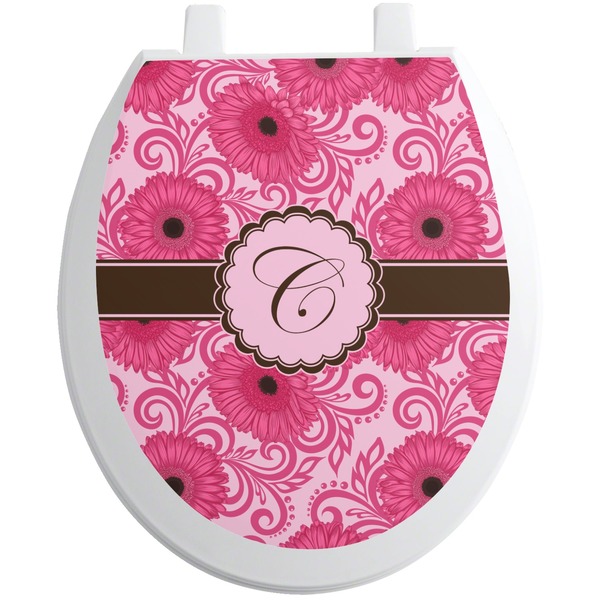 Custom Gerbera Daisy Toilet Seat Decal - Round (Personalized)
